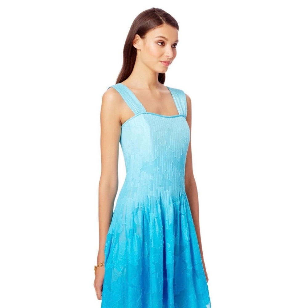 Diane Von Furstenberg Lesly Sky Ombre Pleated Chiffon Fit Flare Dress 6 Fairy - Picture 2 of 12